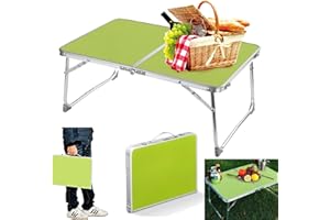 7SEVENJOKERS Portable Aluminium Small Folding Camping Table 60x40x26cm, Lightweight Personal Beach Table for Sand, Outdoor Dining Table for Picnic, Camp, Beach, Fishing, BBQ, Mini Bike Hike Camping Accessories