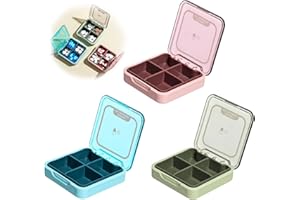 DABBOO 3 Portapillole con 4 Scomparti Giornaliero Mini Portapillole Portatile Porta Medicine da Viaggio Adatto per Farmaci,Vitamine,Integratori Alimentari e Altro(Verde,Blu,Rosa)