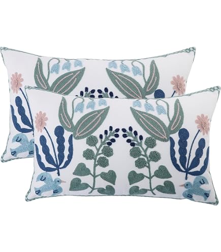 Kokaaee Bestickte Kissenbezüge – 45,7 X 45,7 Cm, Mit Reißverschluss, Blumen-Stickerei, Boho-Stil, Für Sofa & Bett