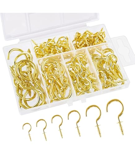 ZFKXGS 80 stuks schroefhaken, klein, 1/2 inch, zilver, schroefhaken van metaal, schroefhaken, plafond voor kunststof oppervlakken, hout, ophangen, planten, kerstdecoratie (met doos