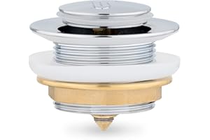 Navaris Tappo Lavandino Bagno Universale Pop Up - Saltarello Bidet Vasca - Valvola di Scarico WC Piatto Doccia - Piletta Click Clack Vasca - Design Piede Cromato