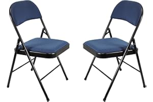 META FURNITURE Meta Steel Frame with Fabric Seat Padded Office Work Study Party Dining Folding Chair (2, Blue jacquard)