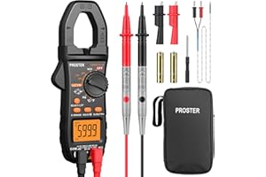 Proster Pinza Amperometrica Digitale Professionale TRMS 6000count 800A Pinza Amperometrica AC DC con Alligator Clip con Tensione NCV Continuità Capacità Resistenza Diodo di Frequenza LPF LOZ Test