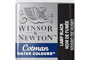 Winsor & Newton Cotman Acuarela En Pastilla, Negro de Humo, 1,9x1,6x1,1 cm