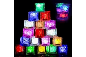 mizikuu 18 Stück LED Eiswürfel Leuchtende, Licht Eiswürfel für Getränke Bunt Leuchtende Wiederverwendbar Flash Ice Cube für Baby Badespielzeug, Hochzeit, Club, Bar, Champagne Bucket