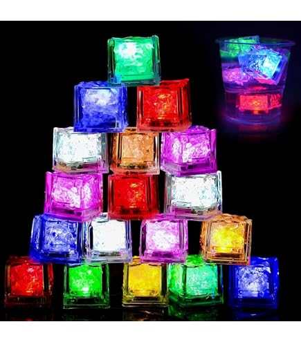24 Cubetti Di Ghiaccio LED Luminosi – Riutilizzabili, Impermeabili, A Contatto Con Acqua – Per Feste, Matrimoni, Bar E Bevande Colorate - 5
