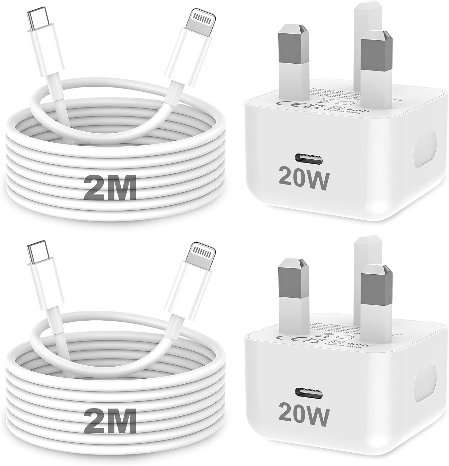 KTDRJN for iPhone Charger Fast Charge, 2Pack PD 20W Fast Apple Charger Cable 2M, iPhone Fast charger Plug with USB C To Lightning Cable for iPhone 14 13 12 11 Pro Max XS XR X 8 7 6 Plus, iPad and iPod