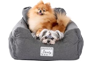 PETEPELA Fotelik samochodowy dla psa ze stabilnym pasem bezpieczeństwa, miękki, podwyższenie siedzenia, wodoszczelny, antypoślizgowy, dla małych i średnich psów, szary