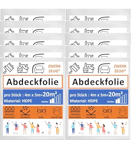 Teli Imbianchino 4x5 Metri - Set Da 2 In Polietilene 6 Micron Per Ristrutturazioni E Pittura - Foto 9