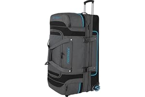 Reisetasche 2-Rad Trolley 120-150 Liter Weichgepäck Travel Bag mit Rollen und 6 Fächern - erweiterbarer Reisetrolley - Rolltasche Sporttasche 81x39x39/47 cm Farbe Grau/Blau Größe 120-150 Liter