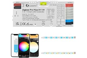 GLEDOPTO Pro Max ZigBee 5-i-1 RGBCCT RGBCCT RGB CCT LED-drivrutin med dimmer, vitt ljus, 20 A avtagbar säkring, kompatibel me