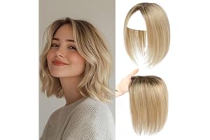 SIVOTATO Hair Toppers for Women 10 Inch Hairpieces No Bangs Hairline Topper Wiglets Hairpieces for Thinning Hair Swiss Base Omber Blonde with Highlights（4T1016）