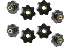 ASFINS Manopole a Stella M10, Dado con Impugnatura a Stella M10 Pulsante di Serraggio, Testa a Stella con Foro Passante per Macchina Utensile, Nera (50mm x M10, 8pezzi)