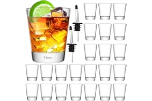 SuproBarware 24 Bicchierini da Shot di Vetro 5 cl - Con Base Spessa - Lavabile In Lavastoviglie - Bicchieri Amaro