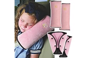 EULAPGOE 4 pezzi cuscinetti per cinture di sicurezza per bambini, 2 cuscini rimovibili per cinture di sicurezza dell'auto 2 cuscinetti di protezione per cinture di sicurezza rimovibili(rosa)