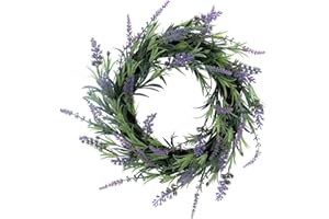 Gisela Graham Faux Lavender Floral Easter Spring Artificial Wreath Decoration 35 x 35 x 10 cm