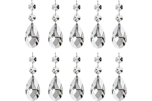 TUKEVA 10 Piezas Colgantes Decoraciones de Gotas de Cristal Cuenta de Prisma de luz lágrima Cuentas de para Lámpara Araña de Lágrima Cristal para Cortina Florero Fiesta de Jardín Decoración de Boda