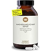 SUNDAY NATURAL Magnesium Bisglycinate - 240 Capsules - 300mg Pure Magnesium per Daily Dose - Depot Magnesium Glycinate as Org