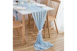 CHUQING - Runner da tavolo in chiffon blu chiaro, 70 cm x 300 cm, per compleanni, matrimoni e celebrazioni, blu Tiffany