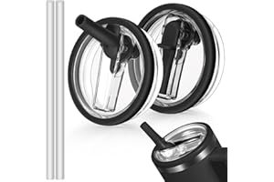 PADONCO 2 PCS 40oz Flip Straw Leak Proof Cup Lid forStanley H2.0 Quencher, Lid Replacement 40 oz forStanley Cup Accessories ProTour, Spill Proof StrawCover for Stanley Accessories (Black)