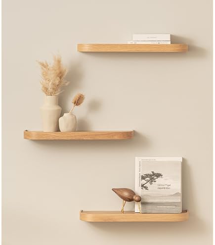 IFCOW Schweberegale Aus Holz – 3 Stück, Je 50x15x16,5 Cm, Für Wanddekoration, Bücher Oder Deko