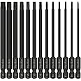 Torx Bit Set Hakkin 13Pcs Phosphate Treatment 100mm Long Torx Screwdriver Bit Set Tamper Proof Star Bits S2 Steel Security Torx Bits 1/4” Hex Shank Magnetic T5-T40 Long Torx Bits