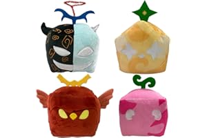 YUNRANZI Blox Fruits Plush Toy, 6" Hugging Fruit Plushies Squishy Pillow Soft Stuffed Animal Toy for Adults Kids Fans Gifts (4 PCS)