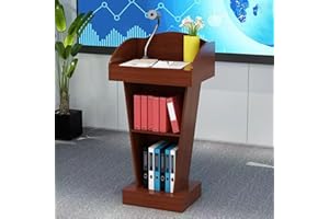 JIANRUI Lectern Podium Stand Wood Pulpits, Customer Reception Podiums Desk for Church Conference Auditorium Seminar School Lectern Office Furniture (Teak, Without-Drawer)