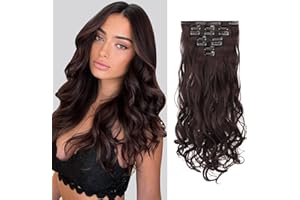 ‎FESHFEN FESHFEN Clip in Extensions 7 Teile Set 16 Clips Wellig Haarverlängerung Clips Haarteil Extensions Synthetik Gewellt Clip in Haarextension Schwarz Kirsche Haarteile für Frauen, 50cm