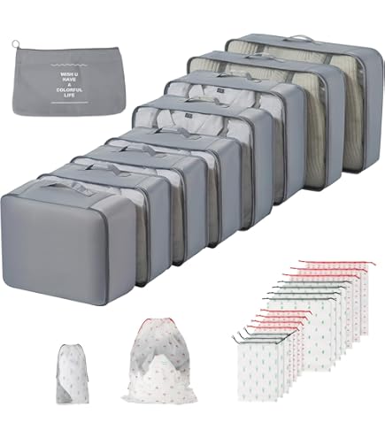 4 Cubes De Rangement Pour Voyage - Sacs Organisateur Gris Carry Craft