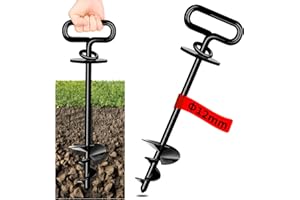 KAMFWERT Ground Anchor Dog, 12mm Dog Stake for Medium to Large Dogs up to 220 lbs, Spiral Blade Dog Stake for Yard Beach Lawn Outdoor (Black)
