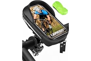 LEMEGO Bike Phone Holder Waterproof - 360° Rotatable Motorbike Phone Holder, Upgraded Ultra-stable Phone Mount, Large Capacity Bicycle Handlebar Bag with Rain Cover & Reflective for 4.7-7'' Smartphone