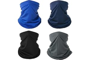HXC Multifunctional Headwear 4Pack Face Coverings Bandana Face Mask Balaclava Snoods Bandanas for Men &Women Windproof Neck Gaiter Scarf for Cycling