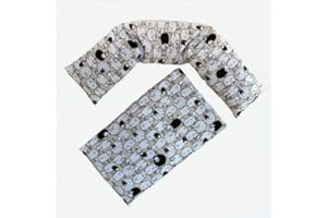 ERBORISTERIA VITA Coppia Cuscini cervicale scaldacollo con noccioli di ciliegia (950gr. - 58x12x5cm) - (650gr. - 32x19x2cm) con Pecorelle. - Terapia caldo freddo. Prodotto in Emilia Romagna