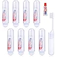 Azonee Mini Travel Toothbrush and Toothpaste Set of 8, Portable Foldable Toothbrush, Soft Camping Toothbrush Mini Toothbrush with Toothpaste for Travel Business Trip Camping Outdoor Activities
