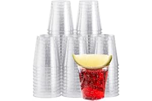 MATANA 60 Verres à Shot en Plastique Dur avec Paillettes Argentées, 30ml - Verres à Shooter Solides - Verrines Réutilisables, Verres à Liqueur pour Fêtes, Anniversaires, Mariages, Dégustation
