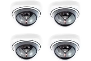 DIGICHARGE Fausse Caméra, Dummy Caméra Dôme Intérieur et Extérieur de Simulacre Sécurité avec Lampe Rouge LED Clignotante pour Les Entreprises Magasins Accueil