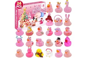 KAHEIGN 2025 Advent Calendar, 24 Days Christmas Countdown with 24Pcs Rubber Ducks Fun Duckie Bath Toys for 3-9 Year Old Kids Christmas Gifts Holiday Decoration Party Favors (33cm x 23cm)