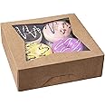ONE MORE 8inch Brown Bakery Pie Boxes,Large Kraft Cookie Boxes with PVC Window Natural Disposable Box 8x8x2.5inch,15 of Pack (Brown, 15)
