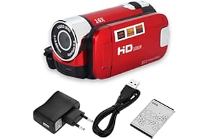 FYBIDA Videocamera Digitale, Full HD 270° Rotazione 16X Videocamera Digitale ad Alta Definizione Videocamera DV Videocamera TV 720P Uscita ad Alta Definizione per Feste Picnic All'aperto(Rosso)