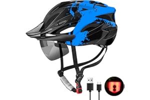 RaMokey Fahrradhelm Erwachsene mit Licht,Radhelm, Cityhelm Urban Fahrradhelm für Herren Damen mit Abnehmbarer Magnetische Schutzbrille Visier, Fahrrad Helm mit 18 Belüftungskanäle57-62cm