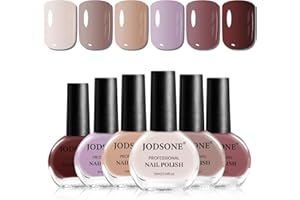 JODSONE Lot de 6 vernis à ongles rose nude 10 ml - Marron rouge violet - Convient pour toutes les saisons - 60 secondes - Séchage rapide - Pour femme - Salon DIY Nail Art