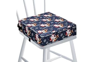 HAWAKA Sitzerhöhung Stuhl, Weihnachten Karikatur Waschbar 2 Gurte Sicherheitsschnalle Sitzerhöhung Kinder für Esstisch, Tragbares Boostersitze