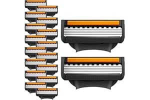 JUSTAEWILL 18PCS Razor Blades Compatible with Gillette Fusion 5, 5-Layer Replacement Blades with Protective Fins for Men