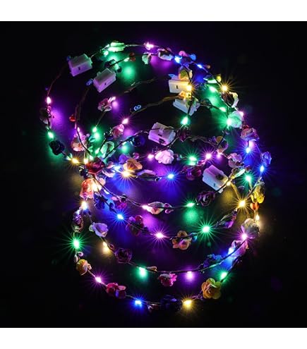 Fascia per capelli a LED con fascia floreale con corona di fiori