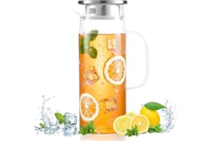 Spring Chef Glass Water Jugs for Fridge 1500ML/52.79OZ,Water Pitcher with Lid Fridge Door,Fridge Water Carafe for Hot Cold Water Ice Tea Wine Coffee Milk Juice Beverage