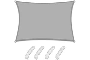 FLYSOUL Toldo Vela de Sombra Rectangular 2X3M Impermeable Toldos Exterior Terraza Protección Rayos UV Resistente al Desgarro para Terraza Balcon Exteriores Jardín con Anillo en D y Cuerdas de Fijación