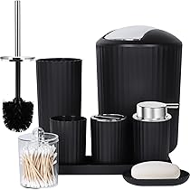 IMAVO Set da bagno, set di accessori da bagno da 23 pezzi con tenda da doccia, bidone della spazzatura, dispenser per sapone, portasapone