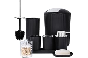 FEILANDUO Juego Completo de Accesorios de baño, Juego de 8 Accesorios de baño con Basura, dispensador de jabón, jabonera, Soporte para Cepillo de Dientes, Taza para Cepillo de Dientes, Cepillo de