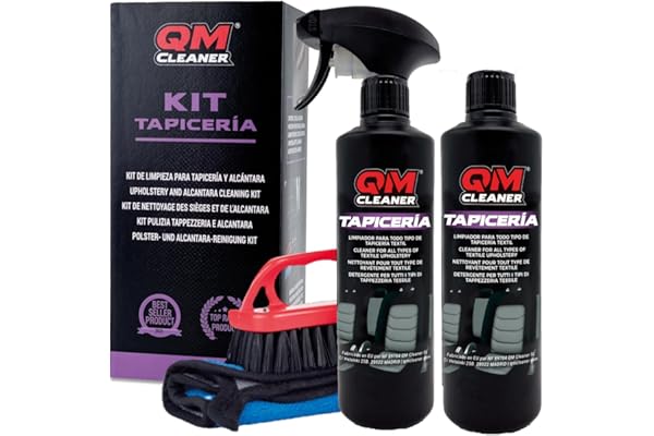 QM Cleaner kit de Nettoyage de Tapisserie pour Tout Type de Tissus Rapide et Efficace – Comprend 2 QM Tapicería 1 Microfibre et 1 Brosse pour Un Meilleur résultat